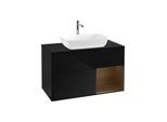 Villeroy und Boch Finion Waschtischunterschrank G782GNPH 100cm, Abdeckplatte black matt, Emotion, Regale Walnut Veneer, Glossy Black Lacquer