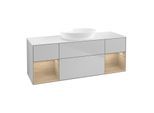 Villeroy und Boch Finion Waschtischunterschrank GD01PCGJ 120cm, Abdeckplatte white matt, Emotion, Regale Oak Veneer, Light grey matt