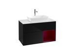 Villeroy und Boch Finion Waschtischunterschrank G781HBPH 100cm, Abdeckplatte white matt, Emotion, Regale Peony matt lacquer, Glossy Black Lacquer