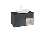 Villeroy und Boch Finion Waschtischunterschrank G782HHHG 100cm, Abdeckplatte black matt, Emotion, Regale sand matt lacquer, Midnight Blue Matt Lacquer