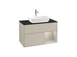Villeroy und Boch Finion Waschtischunterschrank G782HHHH 100cm, Abdeckplatte black matt, Emotion, Regale sand matt lacquer, Sand Matt Lacquer