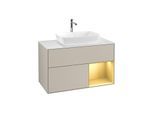 Villeroy und Boch Finion Waschtischunterschrank G781HFHH 100cm, Abdeckplatte white matt, Emotion, Regale Gold matt lacquer, Sand Matt Lacquer