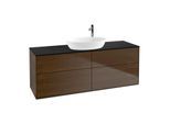 Villeroy und Boch Finion Waschtischunterschrank G97200GN 160x60,3cm, Emotion, Abdeckplatte black matt, Walnut veneer