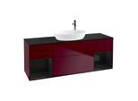 Villeroy und Boch Finion Waschtischunterschrank F982PHHB 160cm, Abdeckplatte black matt, Regale Glossy black lacquer, Peony Matt