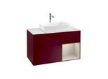 Villeroy und Boch Finion Waschtischunterschrank G781HHHB 100cm, Abdeckplatte white matt, Emotion, Regale sand matt lacquer, Peony Matt