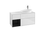 Villeroy und Boch Finion Waschtischunterschrank G921PHMT 120cm, Abdeckplatte white matt, Emotion, Regale Glossy black lacquer, White matt lacquer