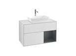 Villeroy und Boch Finion Waschtischunterschrank G781HGMT 100cm, Abdeckplatte white matt, Emotion, Regale Midnight matt lacquer, White matt lacquer