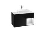 Villeroy und Boch Finion Waschtischunterschrank G781MTPH 100cm, Abdeckplatte white matt, Emotion, Regale White matt lacquer, Glossy Black Lacquer