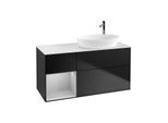 Villeroy und Boch Finion Waschtischunterschrank F921GJPD 120cm, Abdeckplatte white matt, Regale Light grey matt lacquer, Black matt lacquer