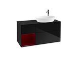 Villeroy und Boch Finion Waschtischunterschrank G922HBPH 120cm, Abdeckplatte black matt, Emotion, Regale Peony matt lacquer, Glossy Black Lacquer