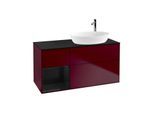 Villeroy und Boch Finion Waschtischunterschrank G922PHHB 120cm, Abdeckplatte black matt, Emotion, Regale Glossy black lacquer, Peony Matt