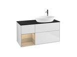 Villeroy und Boch Finion Waschtischunterschrank F922PCMT 120cm, Abdeckplatte black matt, Regale Oak Veneer, White matt lacquer