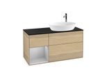 Villeroy und Boch Finion Waschtischunterschrank G922GJPC 120cm, Abdeckplatte black matt, Emotion, Regale Light grey matt lacquer, Oak Veneer