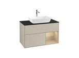 Villeroy und Boch Finion Waschtischunterschrank G782PCHH 100cm, Abdeckplatte black matt, Emotion, Regale Oak Veneer, Sand Matt Lacquer