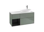 Villeroy und Boch Finion Waschtischunterschrank G921PHGM 120cm, Abdeckplatte white matt, Emotion, Regale Glossy black lacquer, Olive Matt Lacquer