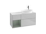 Villeroy und Boch Finion Waschtischunterschrank F921GMGJ 120cm, Abdeckplatte white matt, Regale Olive matt lacquer, Light grey matt