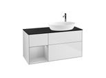 Villeroy und Boch Finion Waschtischunterschrank F922GJMT 120cm, Abdeckplatte black matt, Regale Light grey matt lacquer, White matt lacquer