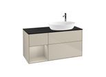 Villeroy und Boch Finion Waschtischunterschrank G922HHHH 120cm, Abdeckplatte black matt, Emotion, Regale sand matt lacquer, Sand Matt Lacquer