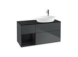 Villeroy und Boch Finion Waschtischunterschrank G922PHHG 120cm, Abdeckplatte black matt, Emotion, Regale Glossy black lacquer, Midnight Blue Matt Lacquer