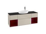 Villeroy und Boch Finion Waschtischunterschrank G982HBHH 160cm, Abdeckplatte black matt, Emotion, Regale Peony matt lacquer, Sand Matt Lacquer