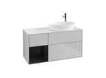 Villeroy und Boch Finion Waschtischunterschrank G921PHGJ 120cm, Abdeckplatte white matt, Emotion, Regale Glossy black lacquer, Light grey matt