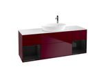 Villeroy und Boch Finion Waschtischunterschrank G981PHHB 160cm, Abdeckplatte white matt, Emotion, Regale Glossy black lacquer, Peony Matt
