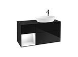 Villeroy und Boch Finion Waschtischunterschrank G922GFPH 120cm, Abdeckplatte black matt, Emotion, Regale Glossy white lacquer, Glossy Black Lacquer