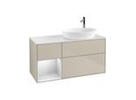 Villeroy und Boch Finion Waschtischunterschrank F921MTHH 120cm, Abdeckplatte white matt, Regale White matt lacquer, Sand Matt Lacquer