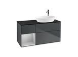 Villeroy und Boch Finion Waschtischunterschrank G922GJHG 120cm, Abdeckplatte black matt, Emotion, Regale Light grey matt lacquer, Midnight Blue Matt Lacquer