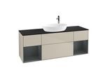 Villeroy und Boch Finion Waschtischunterschrank F982HGHH 160cm, Abdeckplatte black matt, Regale Midnight matt lacquer, Sand Matt Lacquer