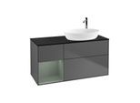 Villeroy und Boch Finion Waschtischunterschrank G922GMGK 120cm, Abdeckplatte black matt, Emotion, Regale Olive matt lacquer, Anthracite matt