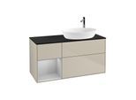 Villeroy und Boch Finion Waschtischunterschrank G922GJHH 120cm, Abdeckplatte black matt, Emotion, Regale Light grey matt lacquer, Sand Matt Lacquer