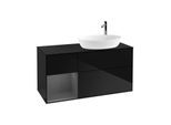 Villeroy und Boch Finion Waschtischunterschrank F922GKPH 120cm, Abdeckplatte black matt, Regale Anthracite matt lacquer, Glossy Black Lacquer