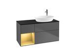 Villeroy und Boch Finion Waschtischunterschrank F922HFGK 120cm, Abdeckplatte black matt, Regale Gold matt lacquer, Anthracite matt