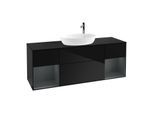 Villeroy und Boch Finion Waschtischunterschrank G982HGPH 160cm, Abdeckplatte black matt, Emotion, Regale Midnight matt lacquer, Glossy Black Lacquer