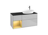 Villeroy und Boch Finion Waschtischunterschrank G922HFGJ 120cm, Abdeckplatte black matt, Emotion, Regale Gold matt lacquer, Light grey matt