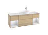 Villeroy und Boch Finion Waschtischunterschrank G981MTPC 160cm, Abdeckplatte white matt, Emotion, Regale White matt lacquer, Oak Veneer