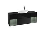 Villeroy und Boch Finion Waschtischunterschrank G982GMPH 160cm, Abdeckplatte black matt, Emotion, Regale Olive matt lacquer, Glossy Black Lacquer