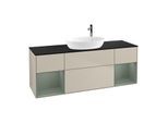 Villeroy und Boch Finion Waschtischunterschrank G982GMHH 160cm, Abdeckplatte black matt, Emotion, Regale Olive matt lacquer, Sand Matt Lacquer