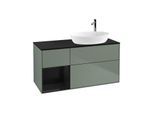 Villeroy und Boch Finion Waschtischunterschrank F922PHGM 120cm, Abdeckplatte black matt, Regale Glossy black lacquer, Olive Matt Lacquer