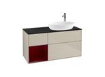 Villeroy und Boch Finion Waschtischunterschrank F922HBHH 120cm, Abdeckplatte black matt, Regale Peony matt lacquer, Sand Matt Lacquer