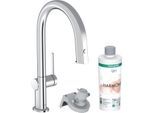 hansgrohe Aqittura M91 Küchenarmatur 76801000 mit Ausziehauslauf, 1jet, Starter Set, chrom