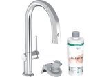 hansgrohe Aqittura M91 Küchenarmatur 76800000 mit Ausziehauslauf, 1jet, sBox, Starter Set, chrom