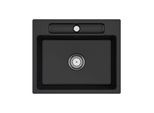 Villeroy und Boch Siluet Flächenbündige Spüle 33461FS5 mit Ablaufgarnitur und Handbetätigung, Ebony
