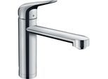 hansgrohe Focus M42 Küchenarmatur 120 1jet 71807000 schwenkbarer Auslauf 360°, Vorfenstermontage, chrom