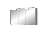 Pelipal Serie 745 Spiegelschrank SDEA02413G138BA 2 LED-Plus-Aufsatzleuchten, dreitürig, schwarz, 130 cm