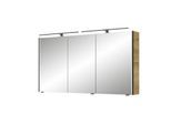 Pelipal Serie 7045 Spiegelschrank SDEA02413G167BA 2 LED-Plus-Aufsatzleuchten, dreitürig, schwarz, 130 cm