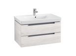 Villeroy & Boch Subway 2.0 Waschtisch-Unterschrank A68900E8 78,7x42x44,9cm, 2 Auszüge, Griff silbermatt, white wood