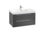 Villeroy & Boch Subway 2.0 Waschtisch-Unterschrank A68910PD 78,7x42x44,9cm, 2 Auszüge, Griff chrom, black matt lacquer