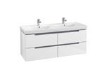 Villeroy & Boch Subway 2.0 Waschtischunterschrank A69900DH,128,7x52x44,9 cm,Glossy White,Griff matt